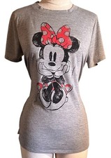 Camisa Disney Minnie Mouse Mujer Grande Gris Rojo Lazo Dibujos Animados Gráfico Estampado Caprichoso