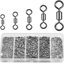 270 PCS Barrel Fishing Swivels Stainless Steel Rolling Bearing Line Connector