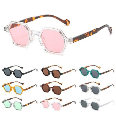 Quadratische Sonnenbrille Polygon Metall Sonnenbrille für Männer/Frauen