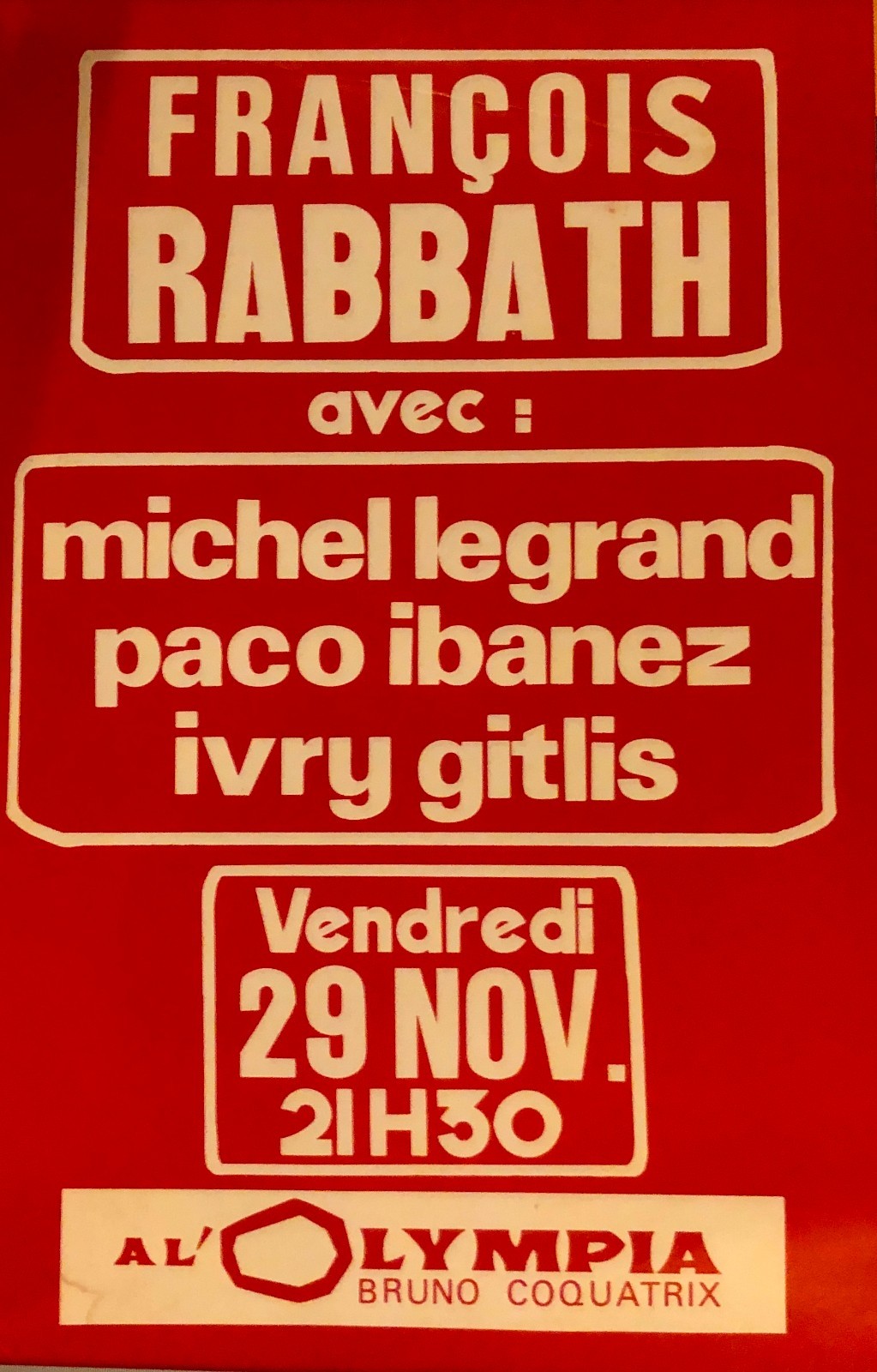 Rare Ancienne affiche FOLK Paris BRUNO COQUATRIX