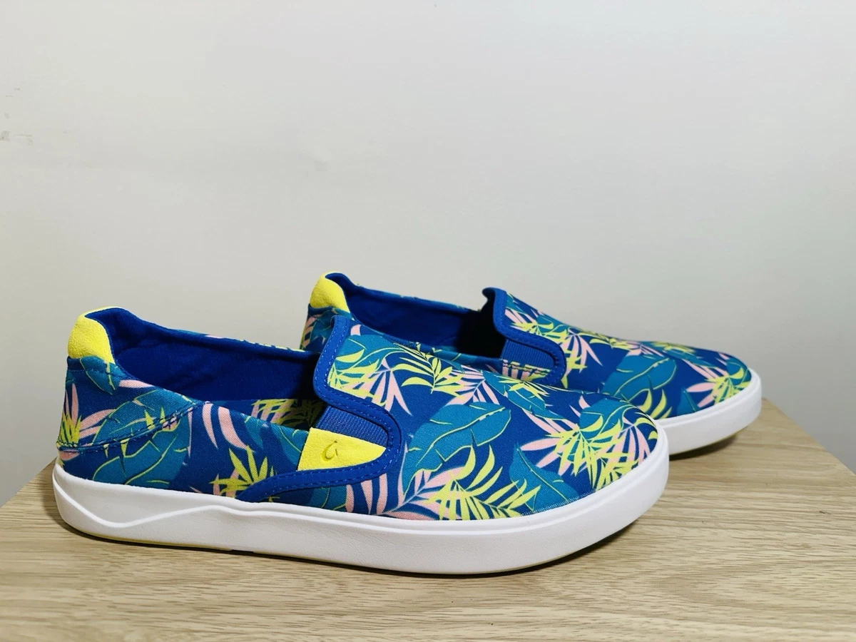 OluKai Swell Aloha Blue and Pink Men’s Size 11.5 Slip-On Shoes Sneakers Olukai | Lae main image 2