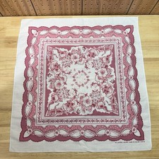 WAMCRAFT Bandana Handkerchief Pink White Floral USA Made Vintage 21x22  50/50