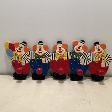 Vintage Hand Painted Wooden 14  5 Clown Clothes Hanger