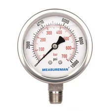 2-1/2" dial,Glycerin Filled Hydraulics Pressure Gauge Stainless Steel case, 3...