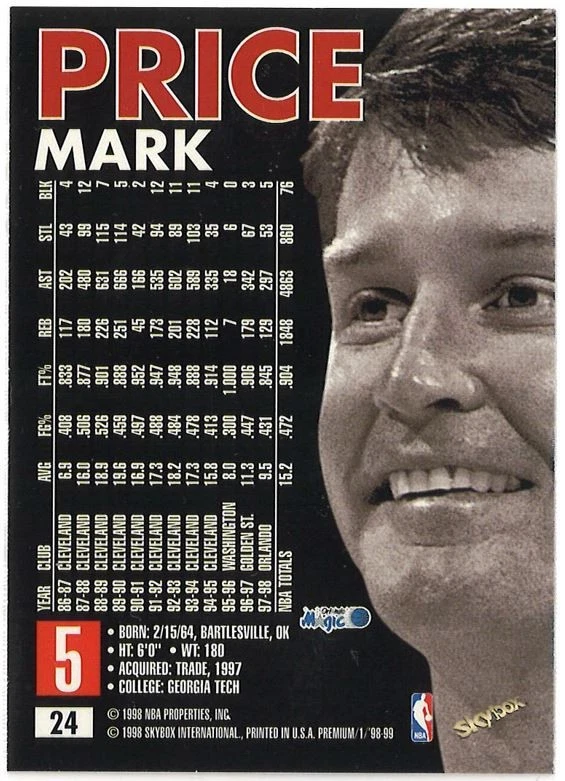 1998-99 Skybox Premium - Mark Price #24 - Image 2 of 2