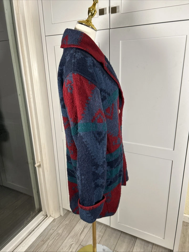Chaqueta Abrigo Forrada De Lana Azteca del Suroeste De Colección Eddie Bauer Hecha en EE. UU. L Foto 3 de 4