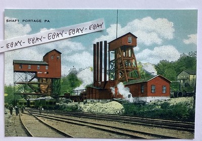 EARLY PORTAGE PA MILLER SHAFT COAL MINE TIPPLE RAILROAD CARS MINERS NEW POSTCARD