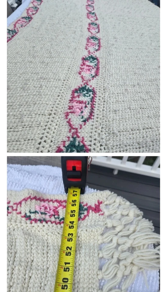 大号 68 英寸× 58 英寸复古花卉格子针织毯 — 第 4/4 张图片