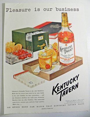 1950 Kentucky Tavern Bourbon Whiskey Print Ad - Grace Cruise Lines on Back!