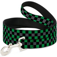 "Dog Leash Checker Black/Gray/2 Green Narrow 0.5\" (Us Import)"