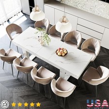 Extendable Faux Marble Dining Table 10 Durable Space-Saving Design Easy Clean US