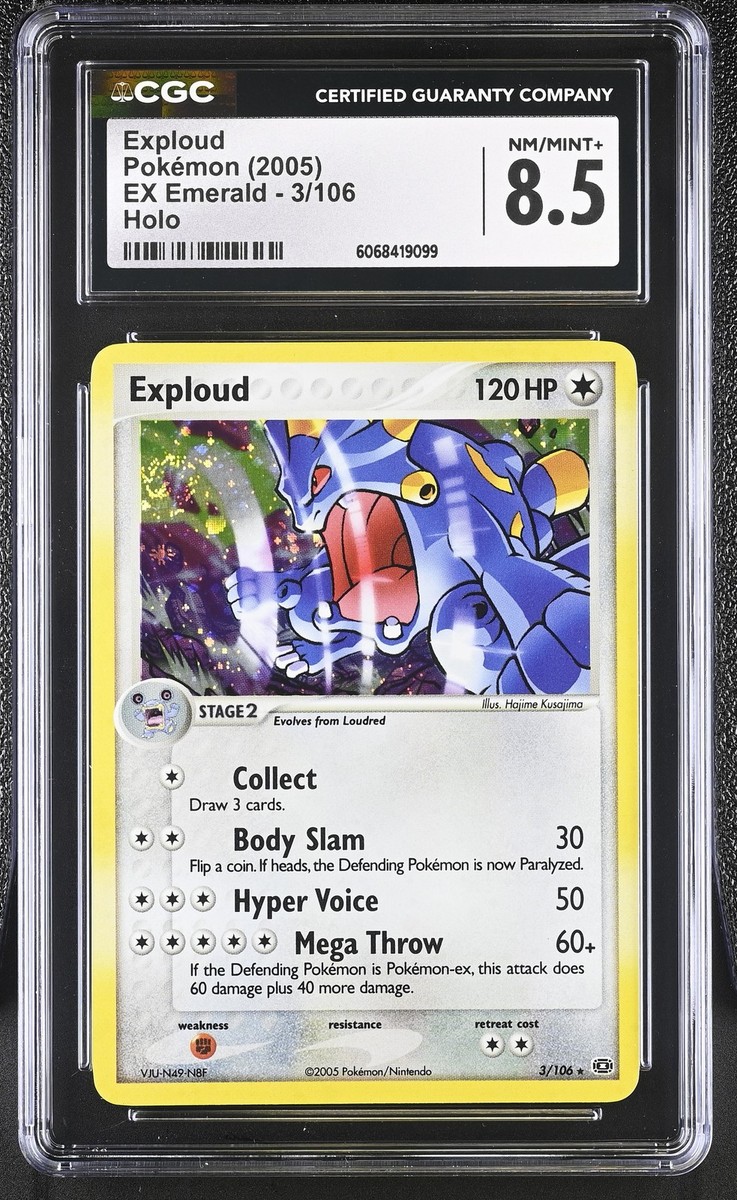 CGC 8.5 Exploud 2005 EX Emerald 3/106 Holo SWIRL Pokemon Card | eBay