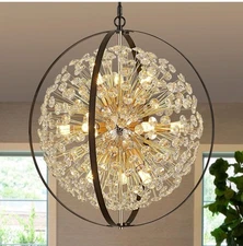 Faibra 23.4'' Black Gold 12-Light Globe Sputnik Chandelier Modern Industrial