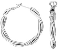 Eichmüller Creolen Ohrringe Damen Edelstahl Silber 30 Mm Gedreht Klappverschluss