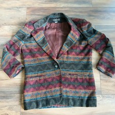 Vintage CASABLANCA Women's Aztec Blazer Jacket Size 10 Wool Blend Colorful