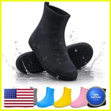 RINJOY Waterproof Shoe Covers, Reusable Silicone Rain Shoe Covers, Black, XL