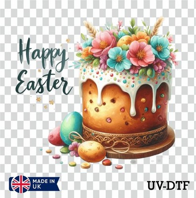 Blumen Ostern Kuchen UV DTF Aufkleber - Glas Laptop Becher Tasse le917