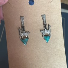 Vintage Sterling Silver Miniature Peru Llama Figures w/Turquoise Pierced