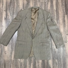 Vintage Pierre Balmain Glen Plaid Sport Coat Blazer Mens 42R Made in USA Brown