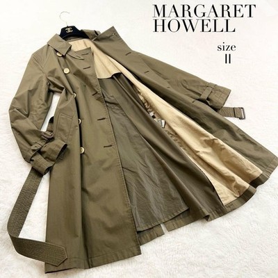 Margaret Howell Coating Cotton Self-Belted Trench Coat Khaki Size