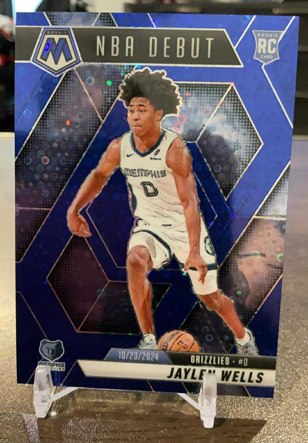2024-25 Panini Mosaic Fast Break Jaylen Wells NBA Debut Blue Disco /85