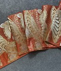 Luxury Japanese Kimono Fabric pure Silk Sash Belt,Orange x Gold Gold Thread  — photo 5
