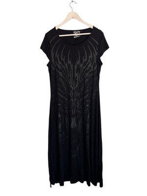Killstar Untamed Maxi Dress Black Graphic Batwing Size XXL 18 20 Jersey