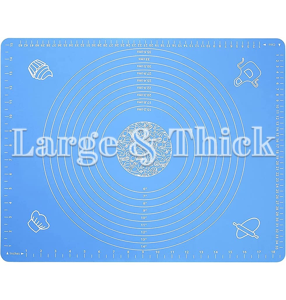 Non-Stick Silicone Baking Pastry Mat - 19.7 Inch x 15.8 Inch, Blue, White
