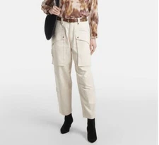 Isabel Marant Etoile Jannick Low Rise Cargo Pant Ecru Size 38/ US 6 NWT $550