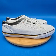 Sperry White Leather Stripped Detail Lace Up Casual Sneakers Mens Size 13