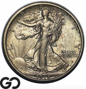 1918-S Walking Liberty Half Dollar *Scarce Better Date* Choice AU++