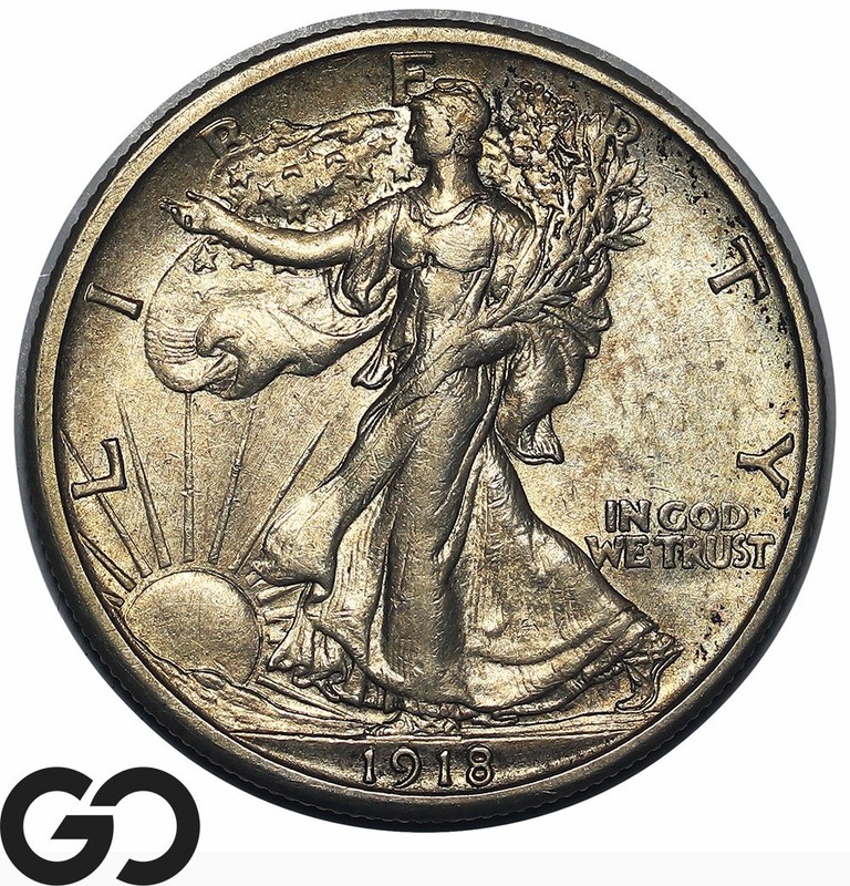 1918-S Walking Liberty Half Dollar *Scarce Better Date* Choice AU++