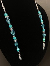 Handmade Eyeglass Chain: Crystal Glass Beads, Teal
