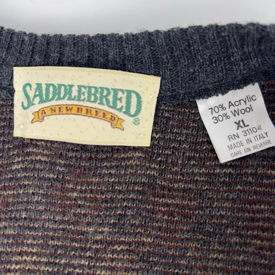 Vtg Wool Blend Sweater Vest XL Argyle Burgundy Gray Made In Italy Scholar Golf - Image 3 of 4