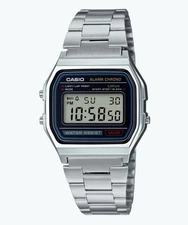 Casio Water Resistant Digital Watch Alarm Chrono and Stainless Steel A158WA-1