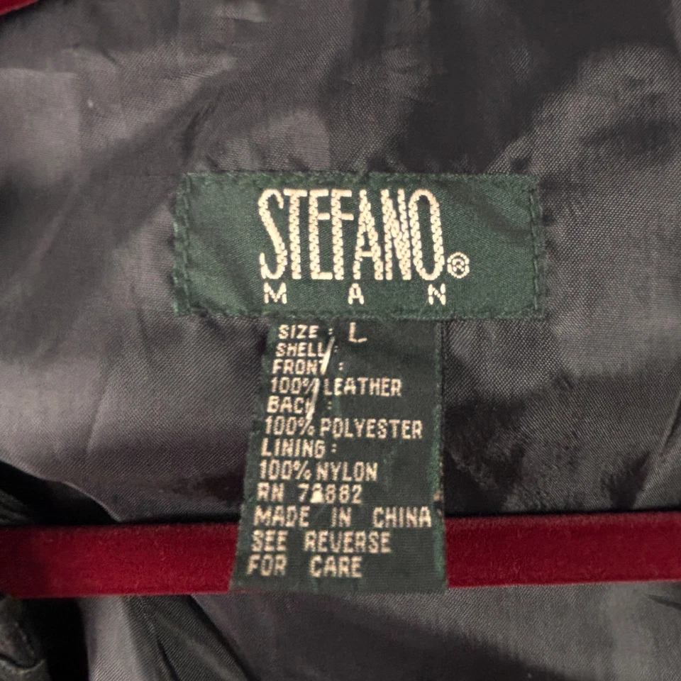 Chaleco de cuero de gamuza negro STEFANO MAN para hombre L grande motociclista occidental abotonado de colección Foto 3 de 4