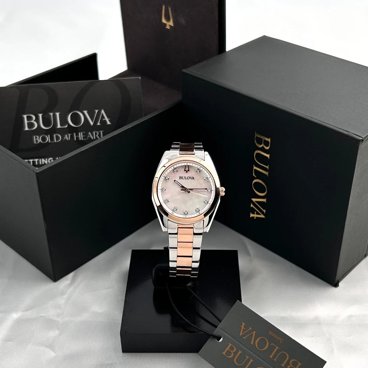 Bulova Diamond Rose Gold Case Analog Wristwatches for sale  display picture 2