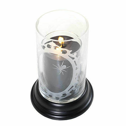 YANKEE CANDLE ETCHED GLASS SPIDER JAR PILLAR TUMBLER HOLDER HALLOWEEN 2016 NIB - Afbeelding 1 van 1
