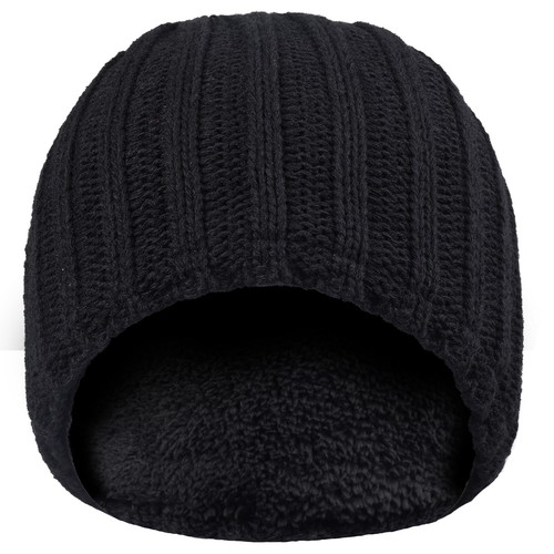 Mens Beanie Hat Winter Warm Knitted Thermal Sky Woolly Cosy Fur Fleece Lining - Picture 50 of 52