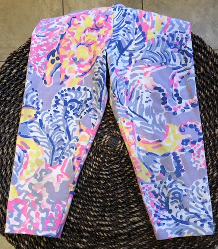 Lilly Pulitzer Girl’s Periwinkle Size M (6-7) Cropped Leggings Fan Sea Pants - Picture 5 of 11