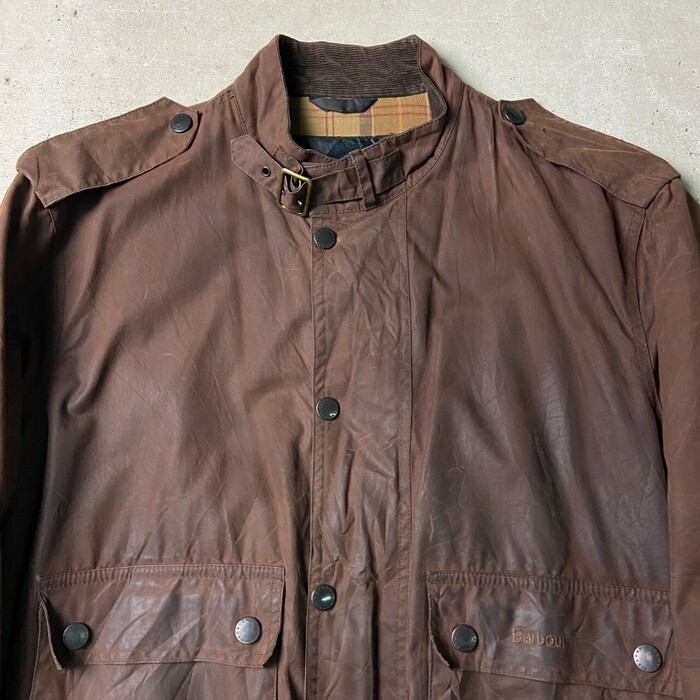 Barbour FLYER Oiled Jacket Blouson Coat Men Size L Brown Wax