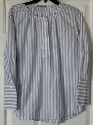 ⭐️S⭐️ Everlane Light Blue White Striped Cotton Pullover Long Sleeve