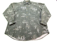Chaps Ralph Lauren Shirt Mens Large Trees Birds Goose Green Button Down Pocket