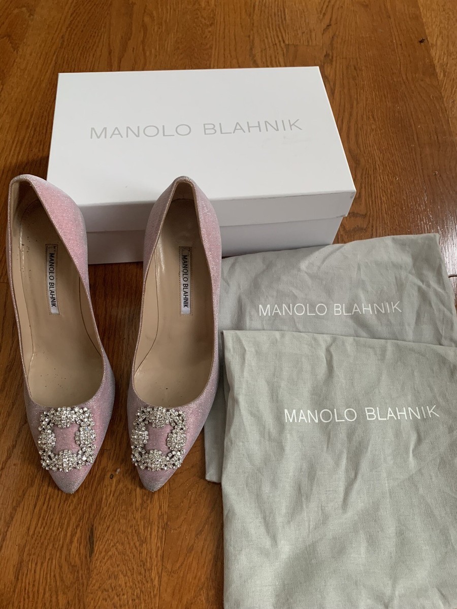 Manolo Blahnik Glitter Pink Hangisi Heels | eBay