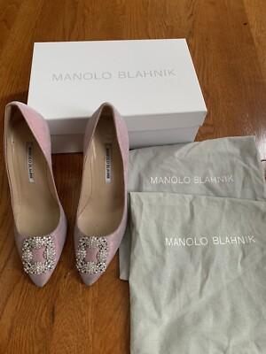 Manolo Blahnik Glitter Pink Hangisi Heels | eBay