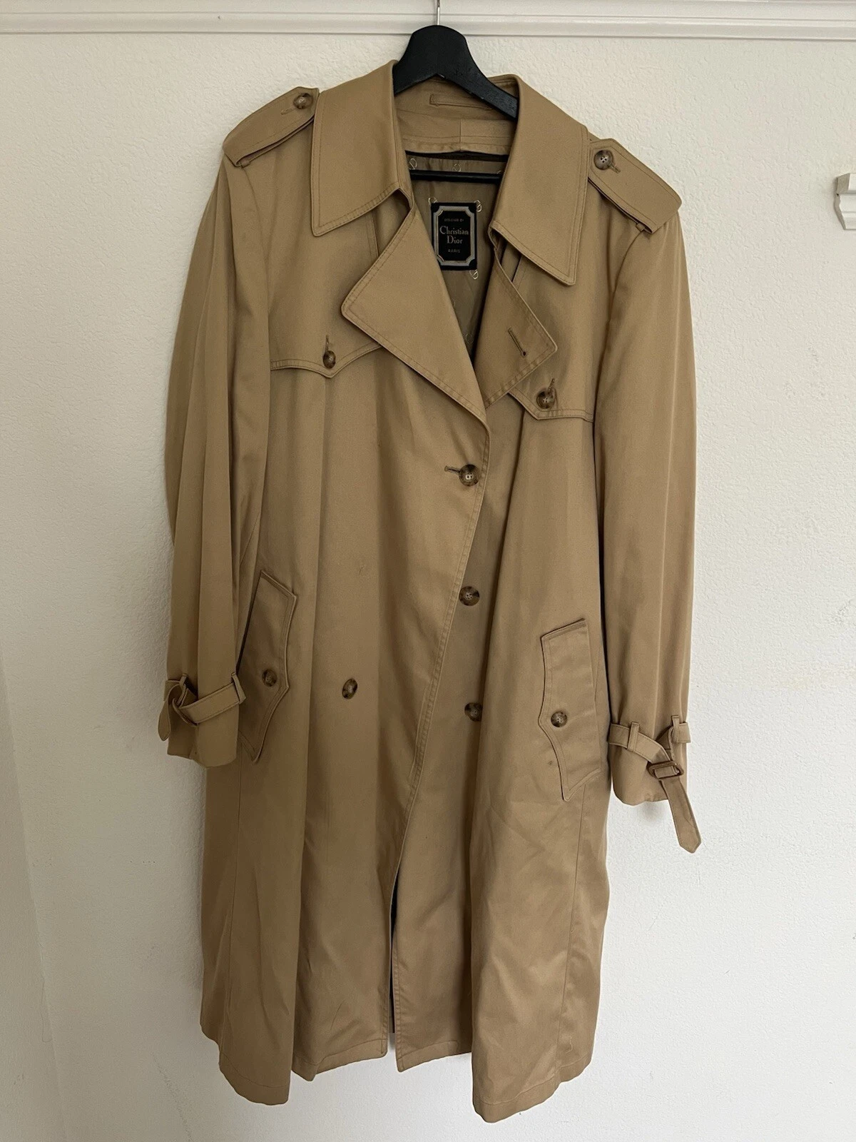 Trench vintage Christian Dior Paris avec doublure en laine homme taille 44R (G)
