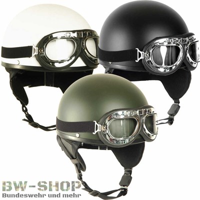 RETRO HELM HALBSCHALE + BRILLE DDR MOTRORRADHELM OSTALGIE OLDTIMER ...