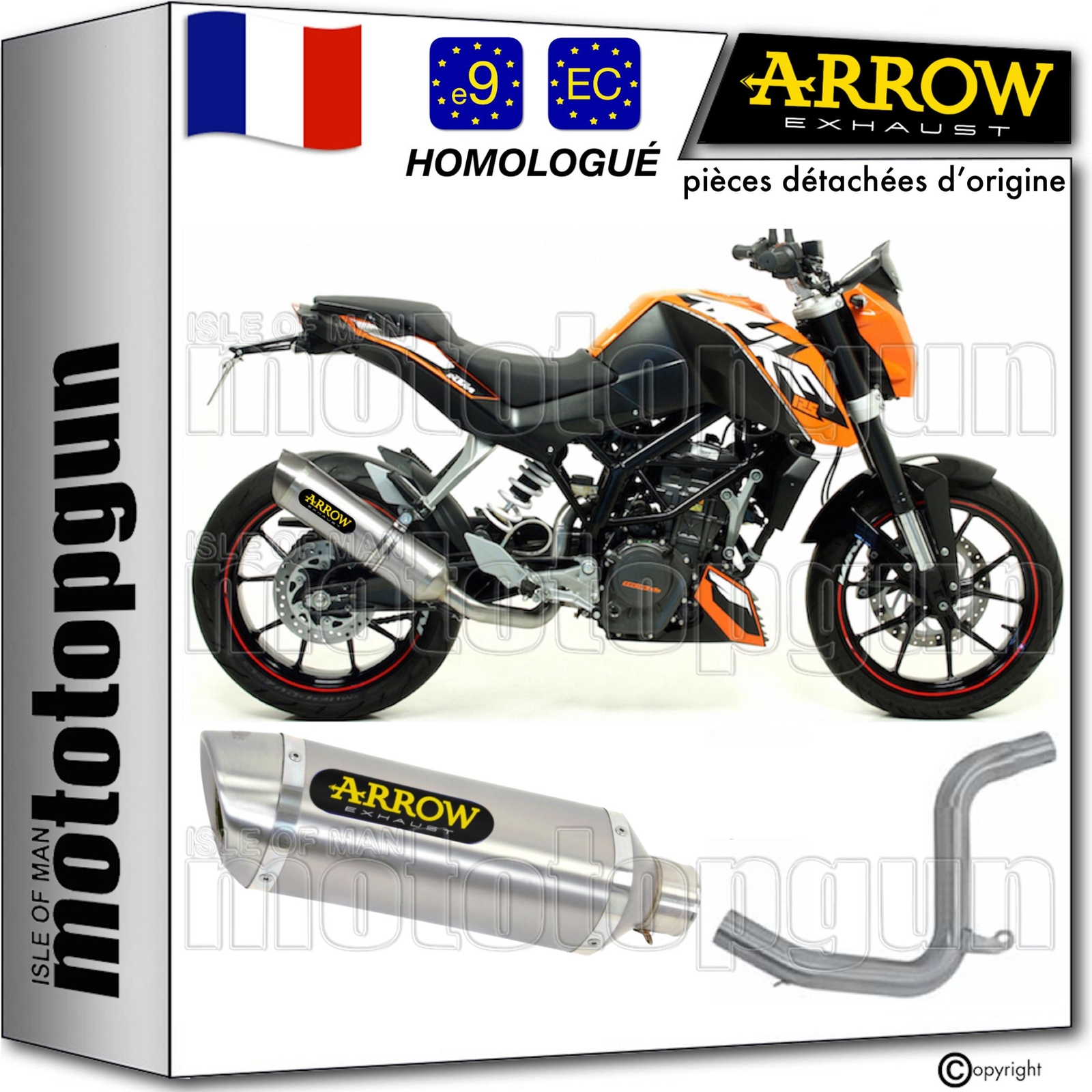 Ligne échappement Arrow Thunder aluminium KTM Duke 125 2012 pot catalyseur homologué