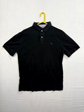 Tommy Hilfiger Polo Shirt Mens XL Black Collared Custom Fit Golf Short Sleeve