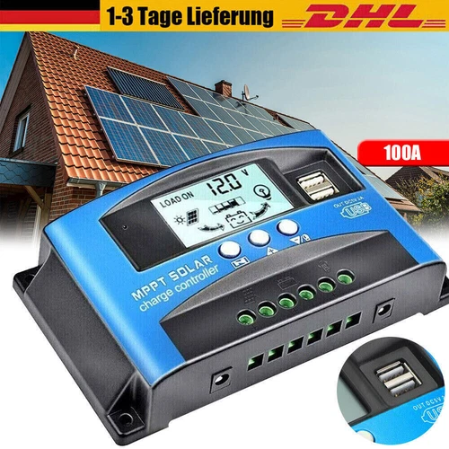Solar Laderegler 30A 100A MPPT Solar Panel Controller Regulator 12V/24V Mit USB